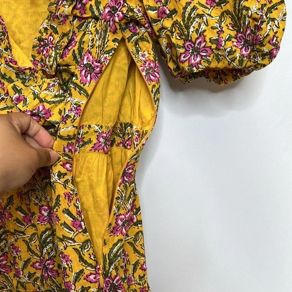 Rahi Del Sole Chiara Mini Dress in Yellow Floral Size Small - Picture 11 of 15